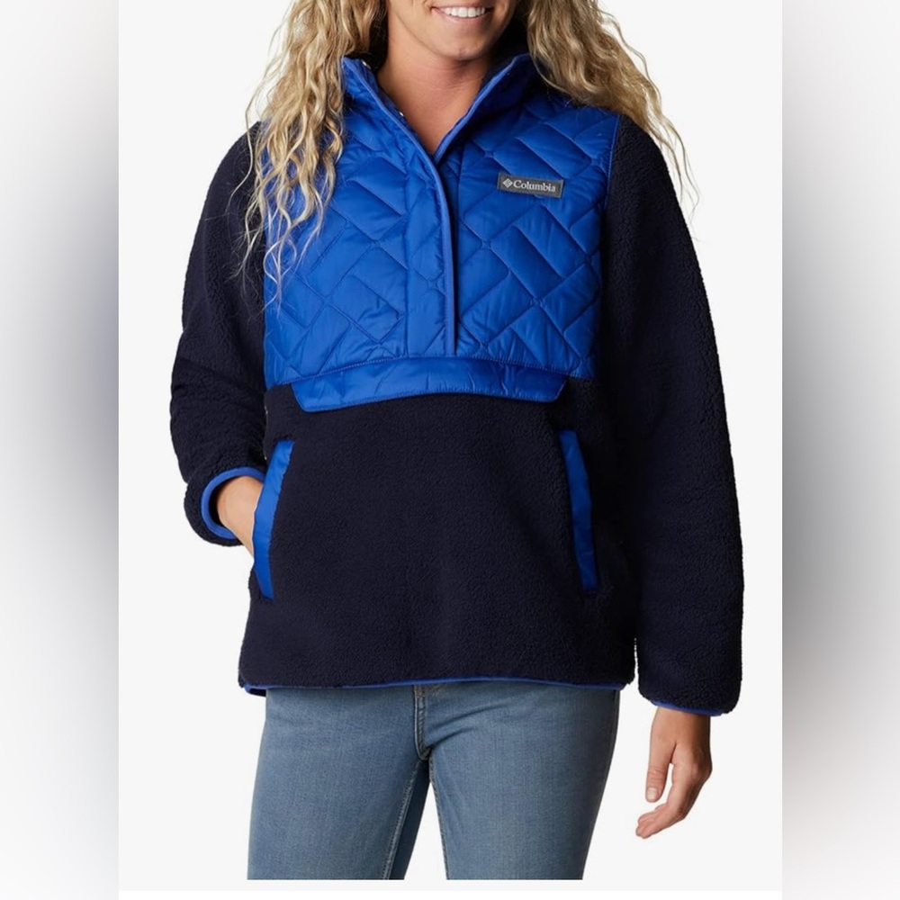 Columbia Women's Sweet View Fleece Hooded Pullover Lapis Blue Dark Nocturnal XL! - Picture 1 of 12